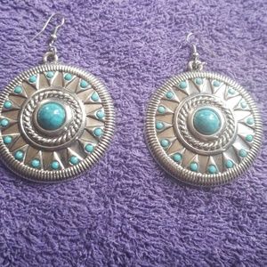 Turquoise and Silver "Rodeo Trend" Earrings